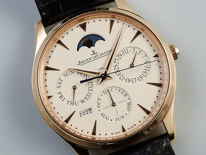 ジャガールクルト マスター ウルトラスリム パーペチュアルカレンダー Ref.Q1302520 エッグシェルベージュ文字盤 中古 8LV9P8RA