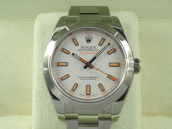 ロレックス ミルガウス Ref.116400 ステンレススチール ホワイト文字盤