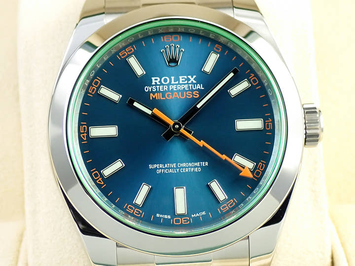 ロレックス ミルガウス Ref.116400GV ステンレススチール Zブルー文字盤
