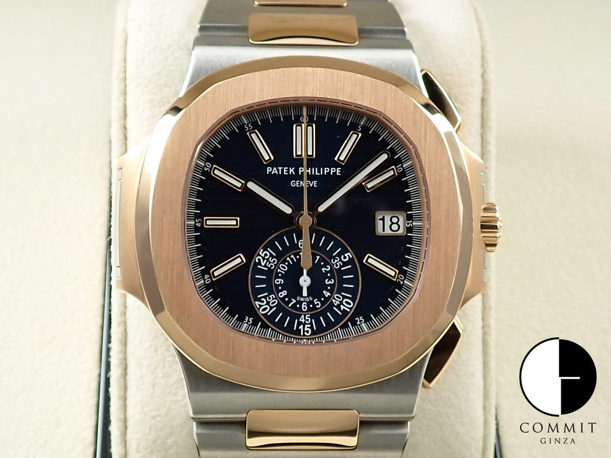 パテックフィリップ ノーチラス クロノグラフ Ref.5980/1AR-001 ステンレススチール/ローズゴールド ブルー文字盤