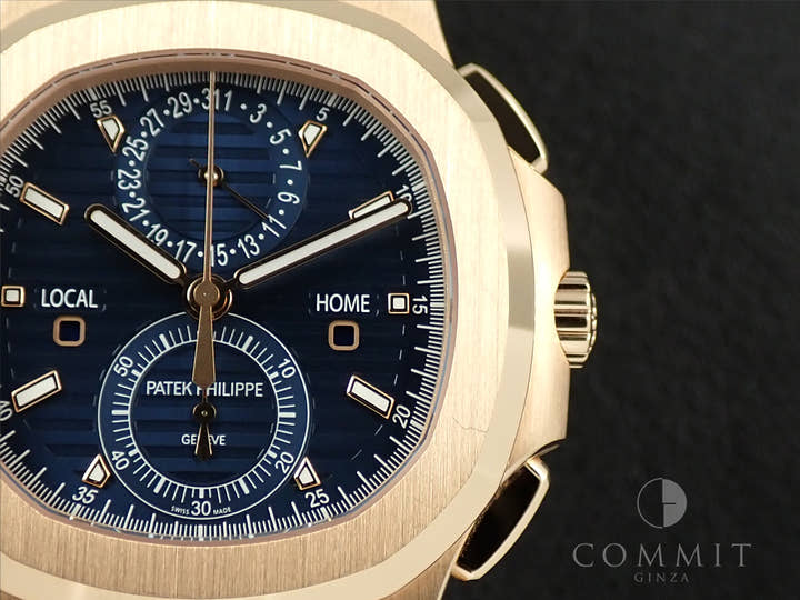 パテックフィリップ ノーチラス トラベルタイム クロノグラフ Ref.5990/1R-001 ローズゴールド ブルーソレイユ文字盤