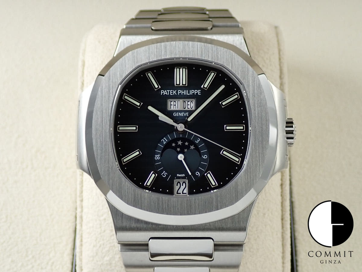 パテックフィリップ ノーチラス アニュアルカレンダー ムーンフェイズ Ref.5726/1A-014 ステンレススチール ブルー、ブラックグラデーション文字盤