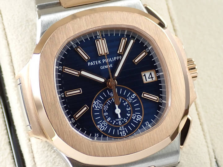パテックフィリップ ノーチラス クロノグラフ Ref.5980/1AR-001 ステンレススチール/ローズゴールド ブルー文字盤