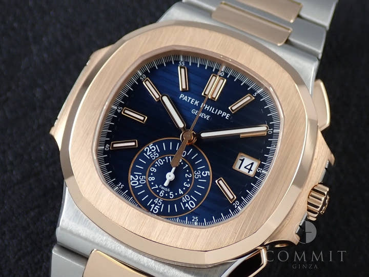 パテックフィリップ ノーチラス クロノグラフ Ref.5980/1AR-001 ステンレススチール/ローズゴールド ブルー文字盤