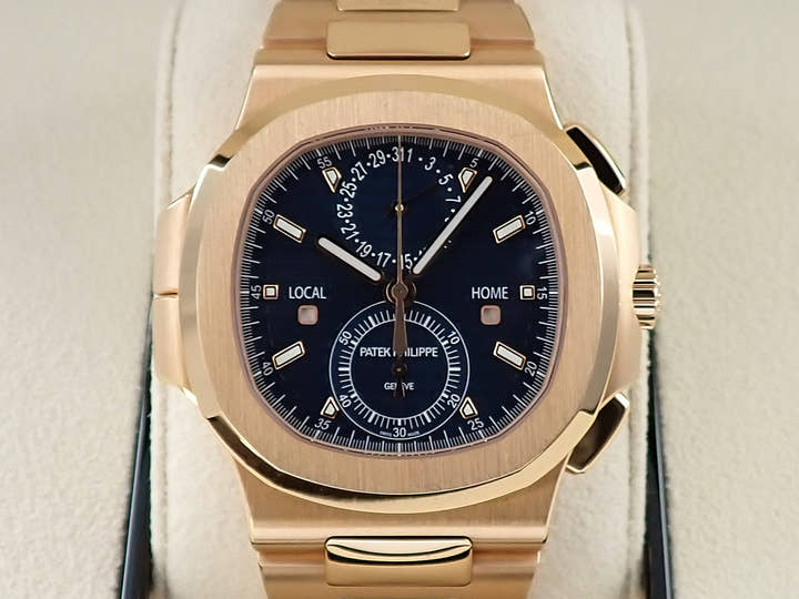 パテックフィリップ ノーチラス トラベルタイム クロノグラフ Ref.5990/1R-001 ローズゴールド ブルーソレイユ文字盤