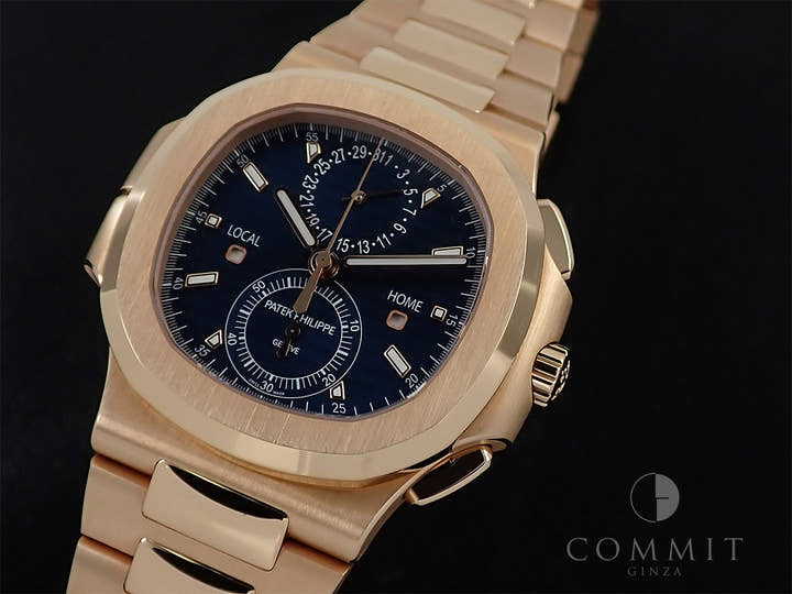 パテックフィリップ ノーチラス トラベルタイム クロノグラフ Ref.5990/1R-001 ローズゴールド ブルーソレイユ文字盤