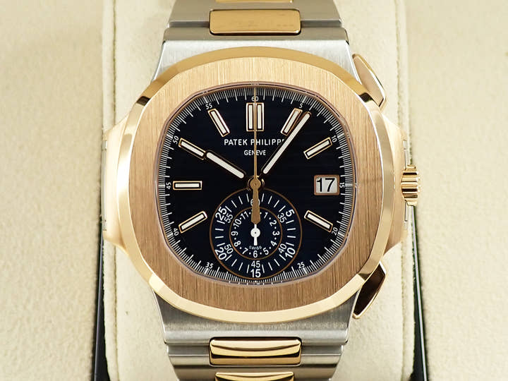 パテックフィリップ ノーチラス クロノグラフ Ref.5980/1AR-001 ステンレススチール/ローズゴールド ブルー文字盤