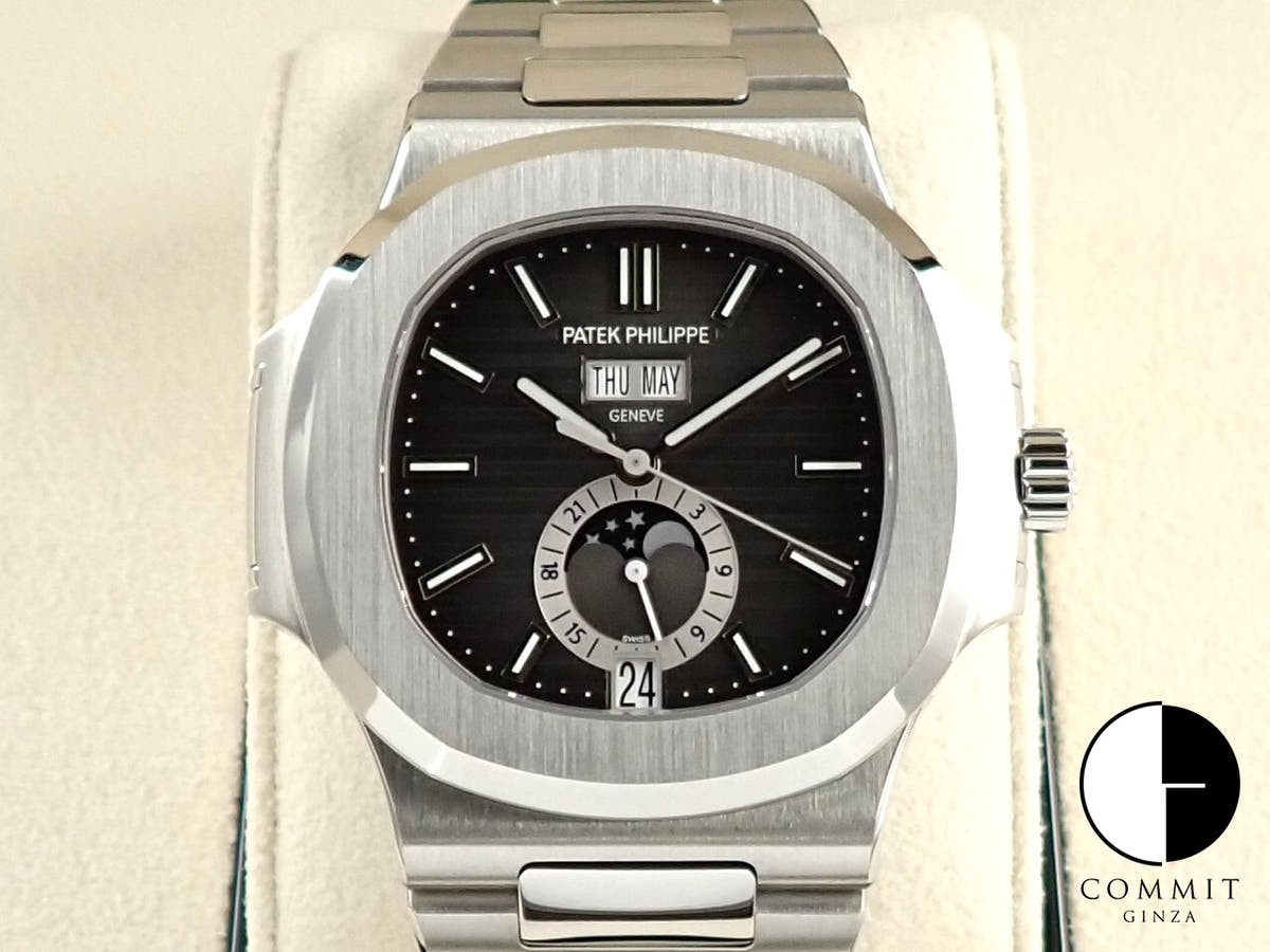 パテックフィリップ ノーチラス アニュアルカレンダー ムーンフェイズ Ref.5726/1A-001 ステンレススチール ブラック・グラデーション文字盤
