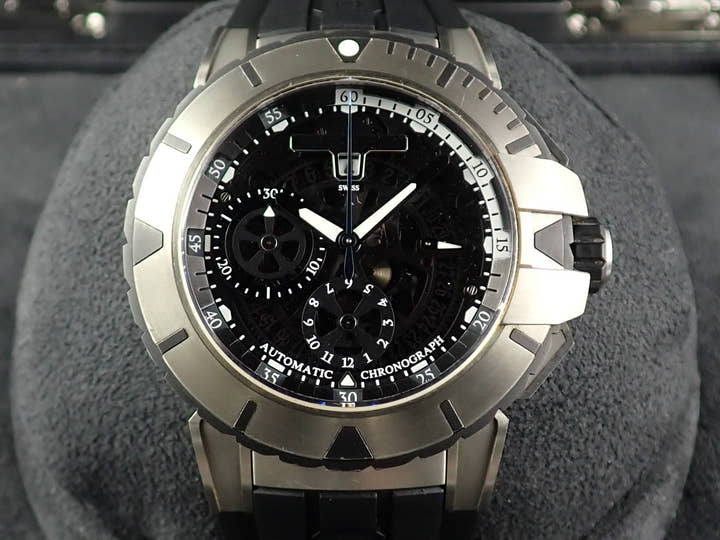 ハリーウィンストン オーシャンスポーツ クロノグラフ Ref.411/MCA44ZC.K スケルトン文字盤 美品 UY48YMYK