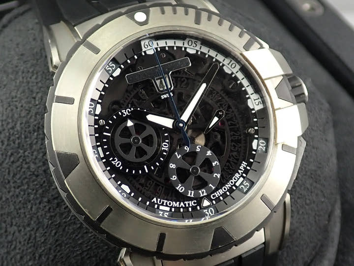 ハリーウィンストン オーシャンスポーツ クロノグラフ Ref.411/MCA44ZC.K スケルトン文字盤 美品 UY48YMYK