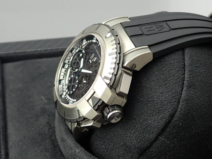 ハリーウィンストン オーシャンスポーツ クロノグラフ Ref.411/MCA44ZC.K スケルトン文字盤 美品 UY48YMYK