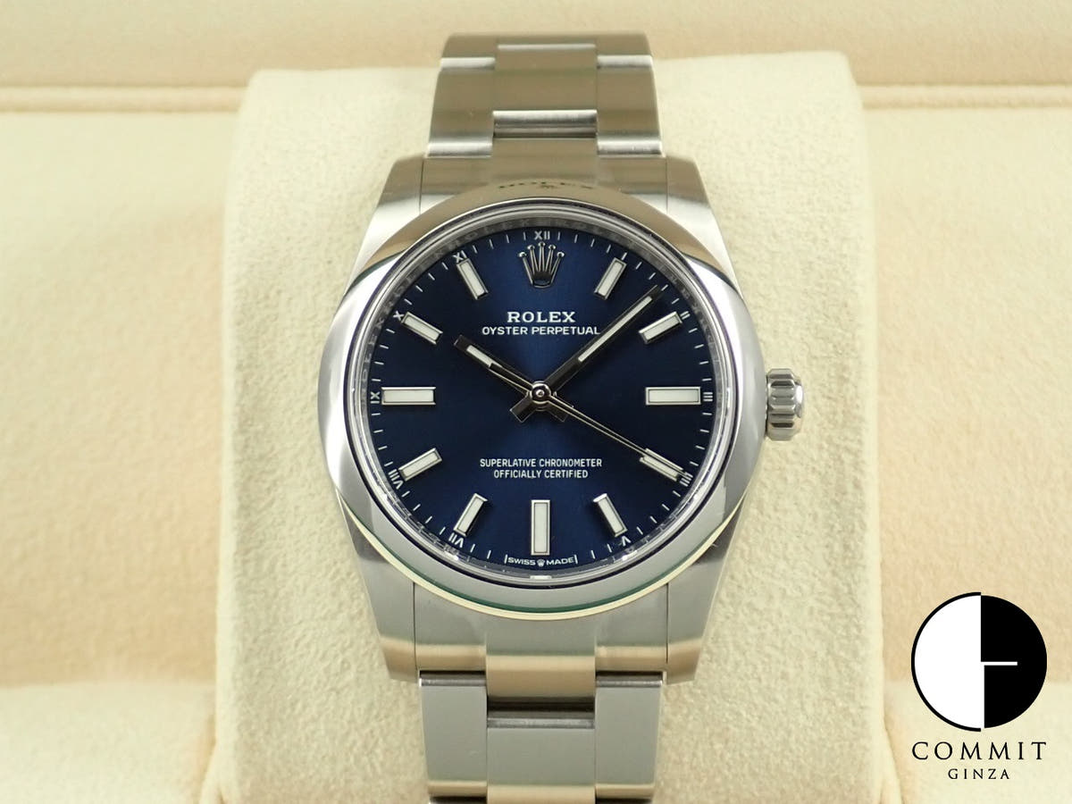 ロレックス オイスターパーペチュアル34 Ref.124200 ステンレススチール ブルー文字盤