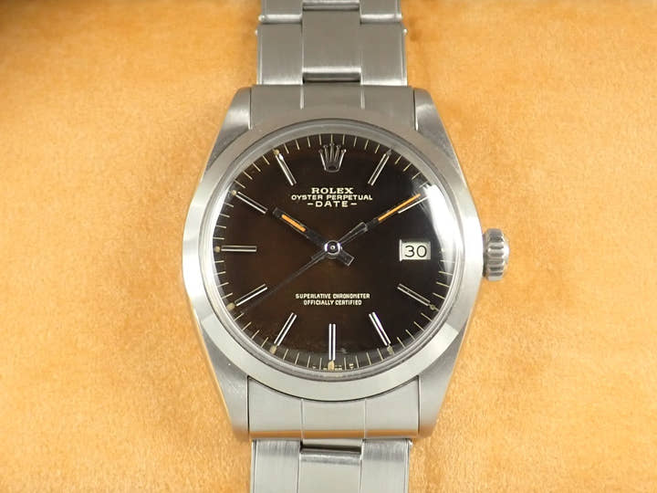 Rolex Oyster Perpetual Date Ref. 1500 Stainless Steel Black (Tropical) Dial Pre-owned 19SS3721
