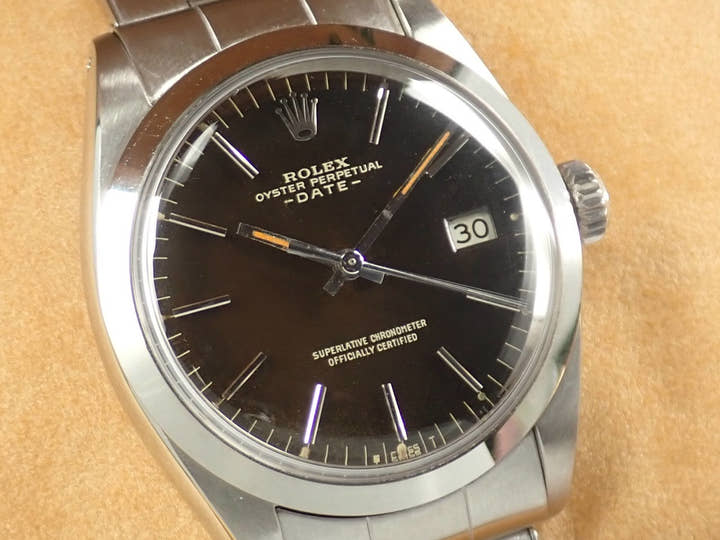 Rolex Oyster Perpetual Date Ref. 1500 Stainless Steel Black (Tropical) Dial Pre-owned 19SS3721