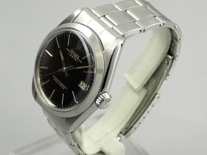 Rolex Oyster Perpetual Date Ref. 1500 Stainless Steel Black (Tropical) Dial Pre-owned 19SS3721