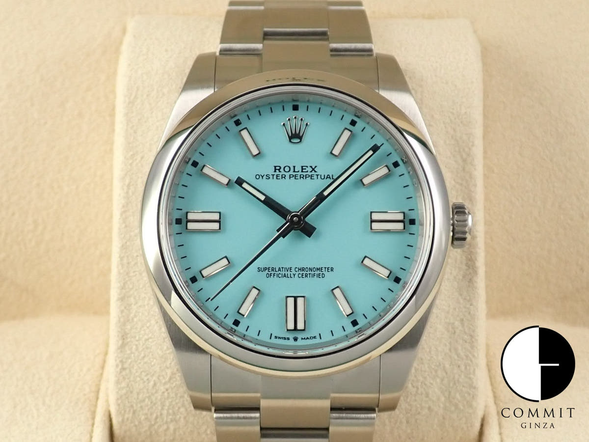 ロレックス オイスターパーペチュアル41 Ref.124300 ステンレススチール ターコイズ文字盤 極美品 2T205785