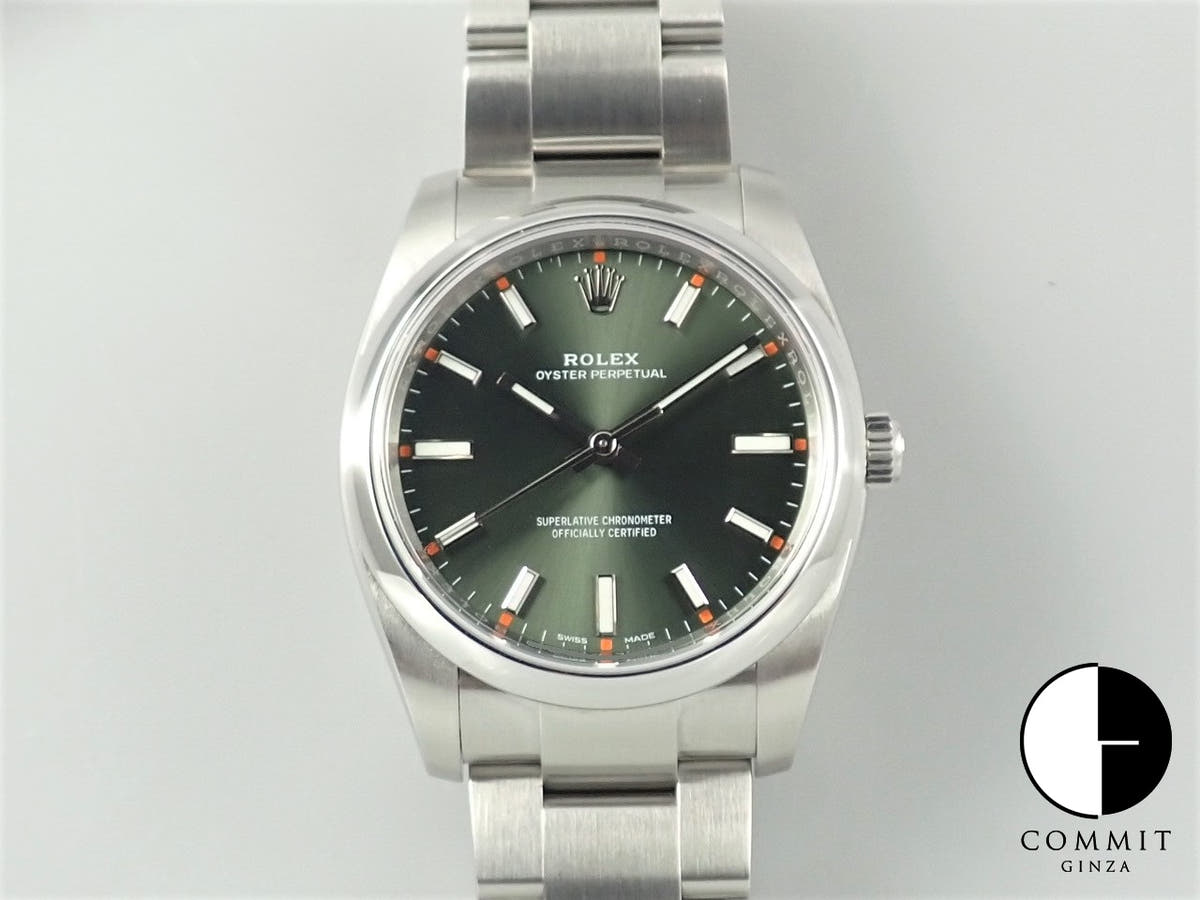 ロレックス オイスターパーペチュアル34 Ref.114200 ステンレススチール オリーブグリーン文字盤