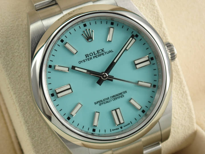 ロレックス オイスターパーペチュアル41 Ref.124300 ステンレススチール ターコイズ文字盤