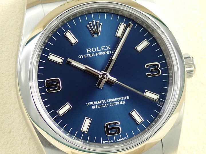 ロレックス オイスターパーペチュアル34 Ref.114200 ステンレススチール ブルー文字盤
