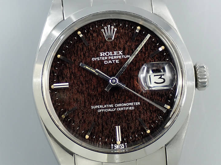 ロレックス オイスターパーペチュアル デイト Ref.1500 ステンレススチール トロピカルミラー文字盤 中古 8295LP4S