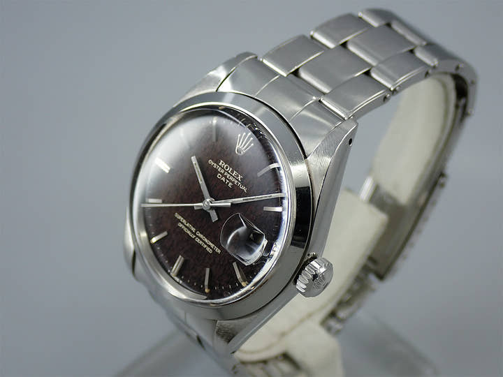 ロレックス オイスターパーペチュアル デイト Ref.1500 ステンレススチール トロピカルミラー文字盤 中古 8295LP4S