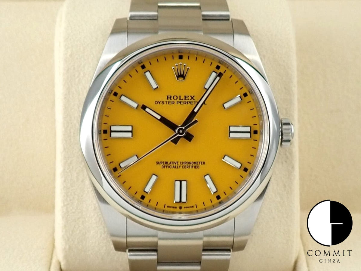 ロレックス オイスターパーペチュアル41 Ref.124300 ステンレススチール イエロー文字盤
