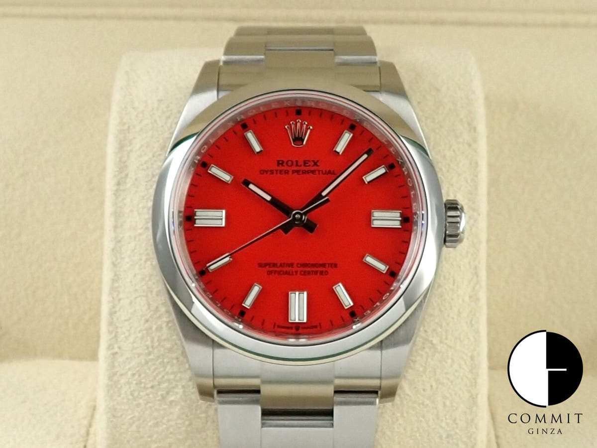 ロレックス オイスターパーペチュアル36 Ref.126000 ステンレススチール コーラルレッド文字盤
