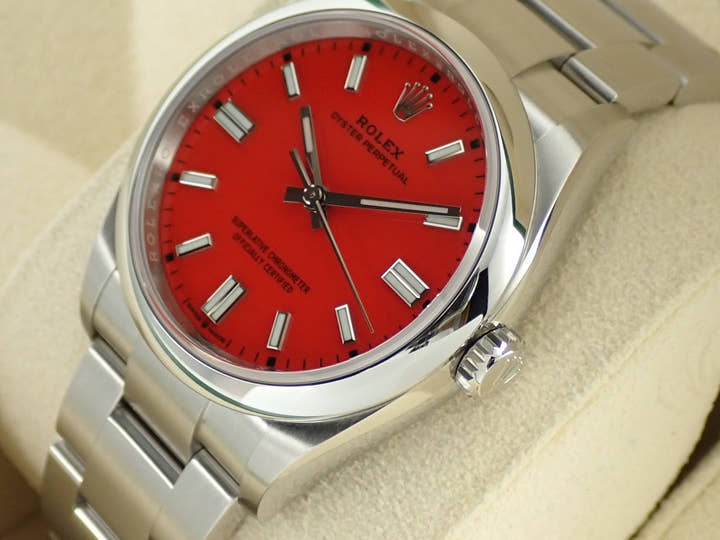 ロレックス オイスターパーペチュアル36 Ref.126000 ステンレススチール コーラルレッド文字盤