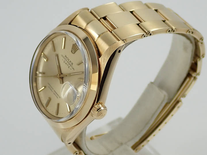ロレックス オイスターパーペチュアル デイト Ref.1500 イエローゴールド シャンパン文字盤