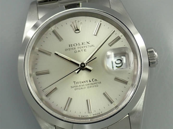 ロレックス オイスターパーペチュアル デイト TIFFANY&CO. Ref.15200 ステンレススチール シルバー文字盤