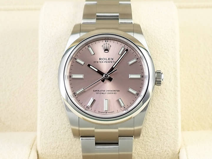 ロレックス オイスターパーペチュアル34 Ref.124200 ステンレススチール ピンク文字盤