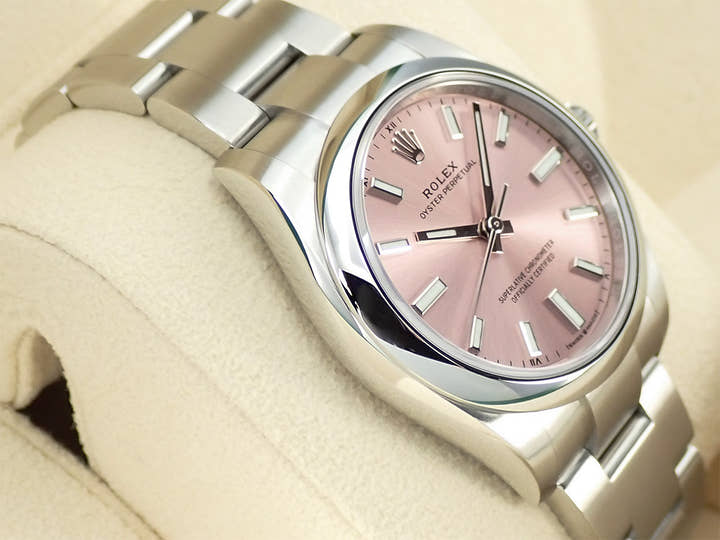 ロレックス オイスターパーペチュアル34 Ref.124200 ステンレススチール ピンク文字盤