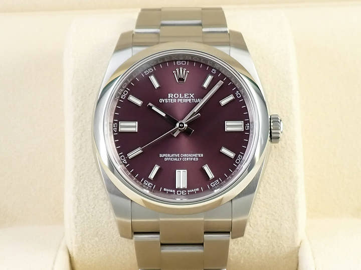 ロレックス オイスターパーペチュアル36 Ref.116000 ステンレススチール レッドグレープ文字盤
