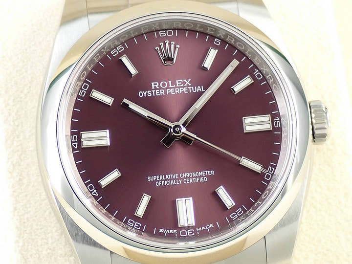 ロレックス オイスターパーペチュアル36 Ref.116000 ステンレススチール レッドグレープ文字盤