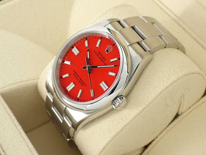 ロレックス オイスターパーペチュアル36 Ref.126000 ステンレススチール コーラルレッド文字盤