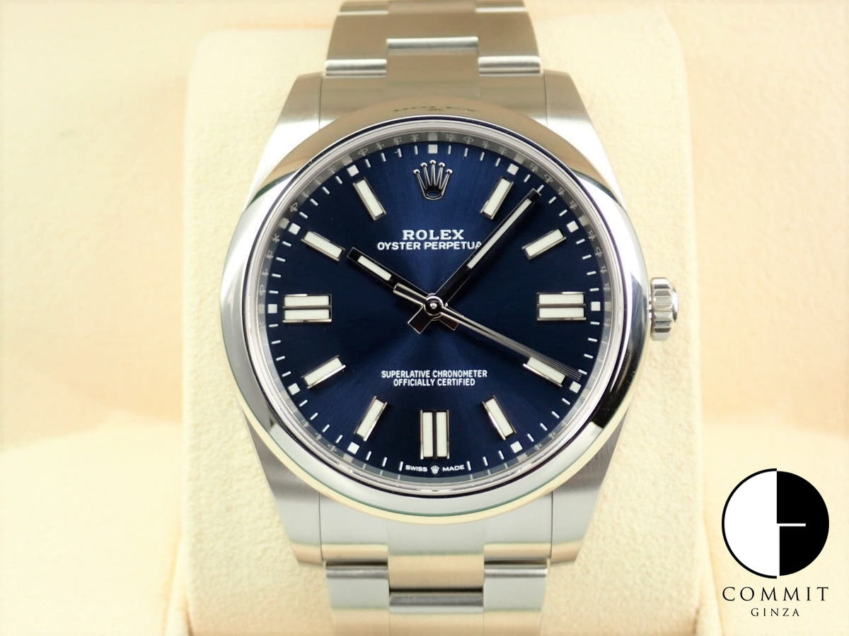 ロレックス オイスターパーペチュアル41 Ref.124300 ステンレススチール ブライトブルー文字盤
