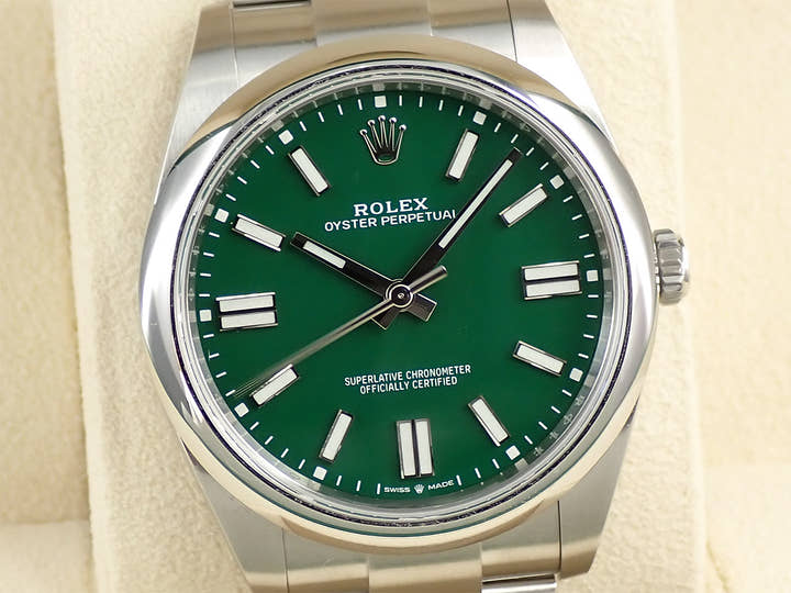 ロレックス オイスターパーペチュアル41 Ref.124300 ステンレススチール グリーン文字盤