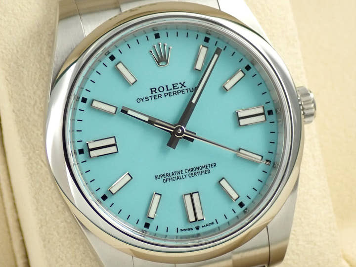 ロレックス オイスターパーペチュアル41 Ref.124300 ステンレススチール ターコイズ文字盤