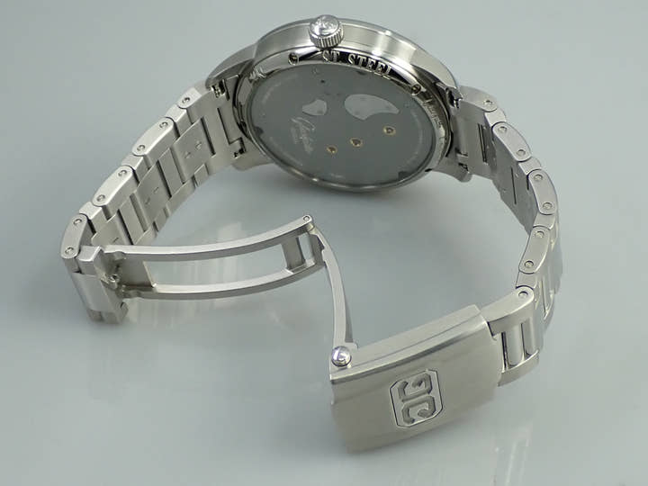グラスヒュッテオリジナル パノインバース Ref.1-66-06-04-22-14 シルバー文字盤 美品 P9JAFMRW
