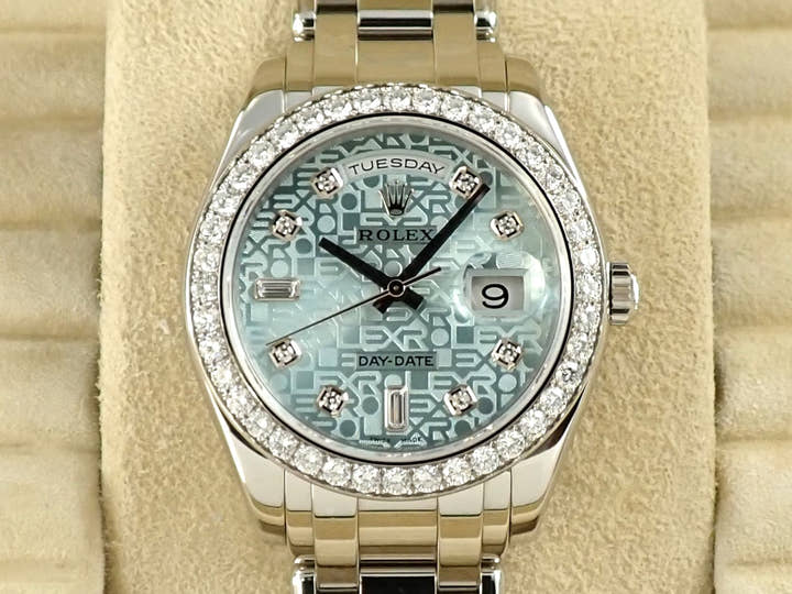 ロレックス デイデイト パールマスター Ref.18946A プラチナ アイスブルーコンピューターx10Pダイヤ文字盤