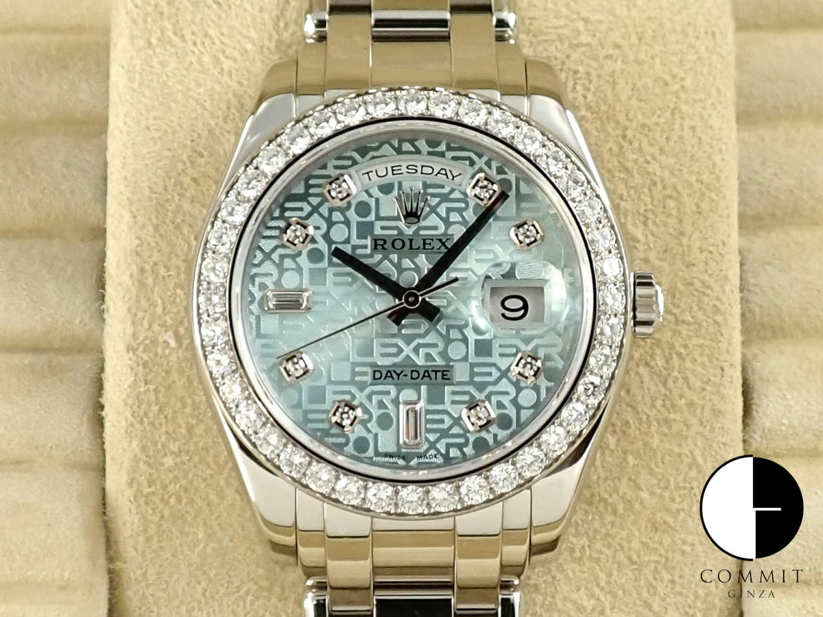 ロレックス デイデイト パールマスター Ref.18946A プラチナ アイスブルーコンピューターx10Pダイヤ文字盤