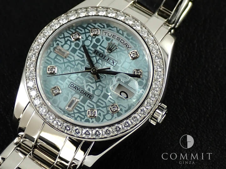 ロレックス デイデイト パールマスター Ref.18946A プラチナ アイスブルーコンピューターx10Pダイヤ文字盤