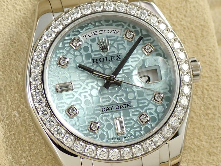 ロレックス デイデイト パールマスター Ref.18946A プラチナ アイスブルーコンピューターx10Pダイヤ文字盤