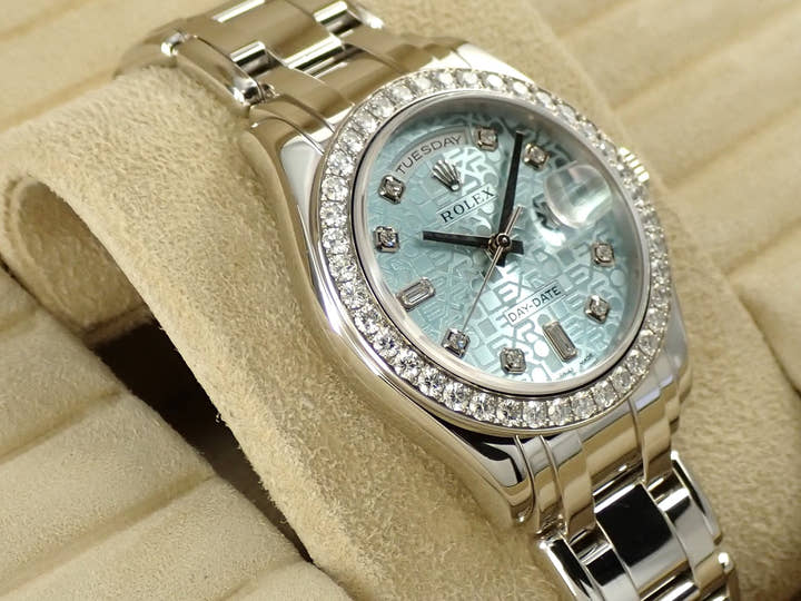 ロレックス デイデイト パールマスター Ref.18946A プラチナ アイスブルーコンピューターx10Pダイヤ文字盤