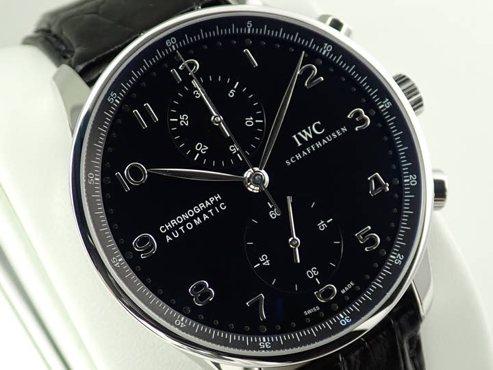 IWC ポルトギーゼ クロノグラフ Ref.IW371447 ブラック文字盤 極美品 Z0494798