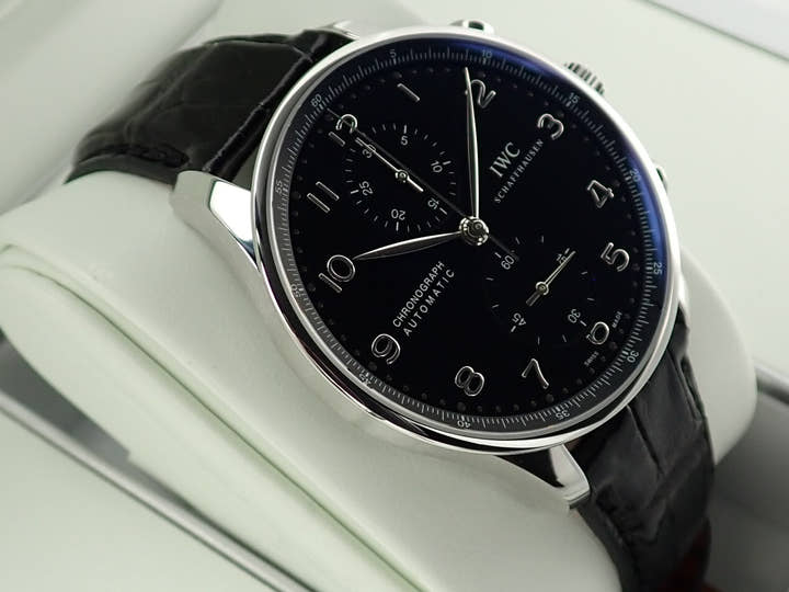 IWC ポルトギーゼ クロノグラフ Ref.IW371447 ブラック文字盤 極美品 Z0494798