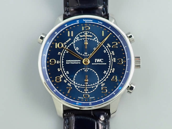 IWC ポルトギーゼ クロノグラフ ラトラパンテ ブティック ミラノ Ref.IW371222 ブルー文字盤 中古 8XA3JFYS