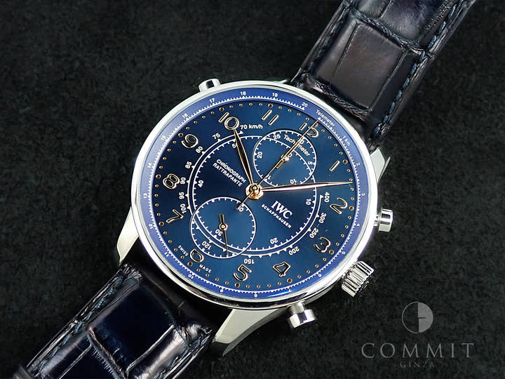 IWC ポルトギーゼ クロノグラフ ラトラパンテ ブティック ミラノ Ref.IW371222 ブルー文字盤 中古 8XA3JFYS