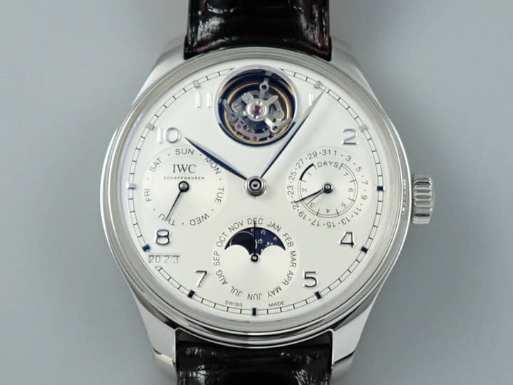 IWC ポルトギーゼ パーペチュアル カレンダー トゥールビヨン Ref.IW504505 シルバー文字盤 美品 3YY2ZJ23