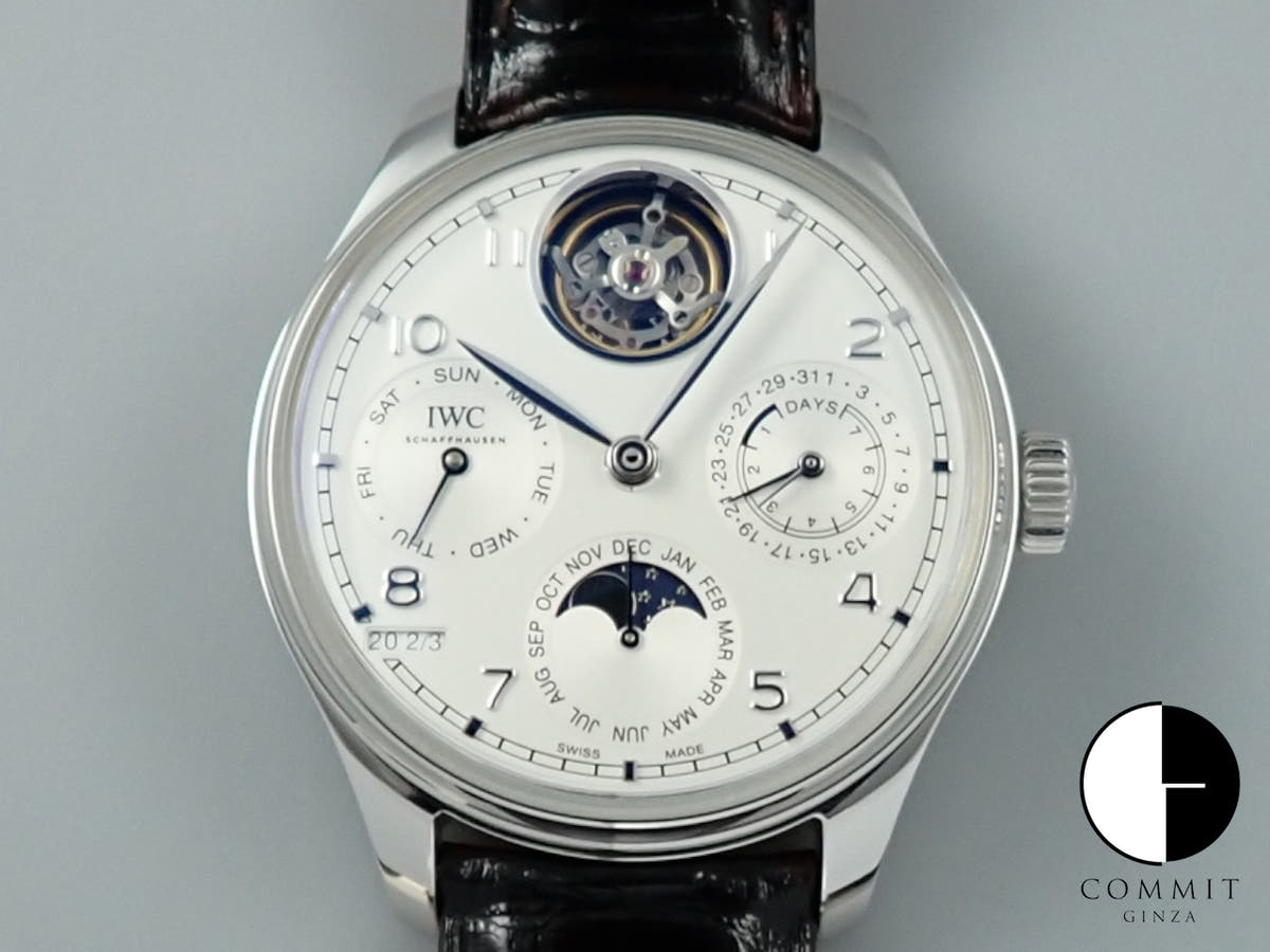 IWC ポルトギーゼ パーペチュアル カレンダー トゥールビヨン Ref.IW504505 シルバー文字盤 美品 3YY2ZJ23